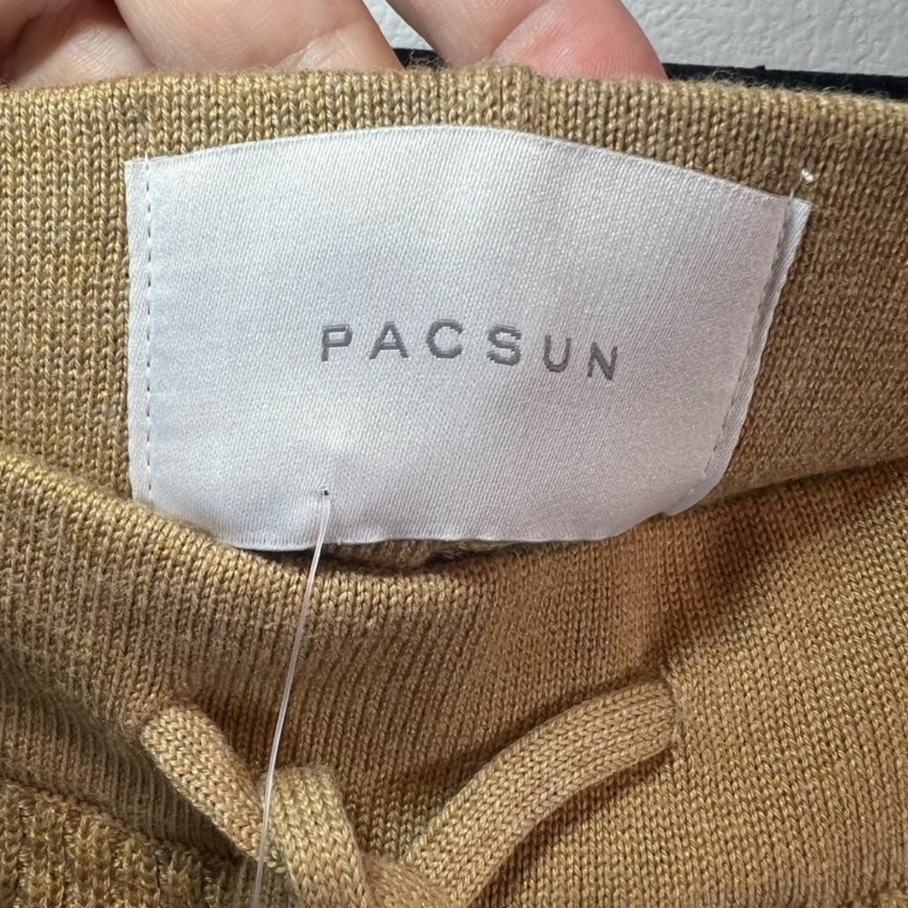 PacSun Textured Woven Knit Shorts Light Brown Pull On Pockets Beach NEW Men's XL - Picture 5 of 12